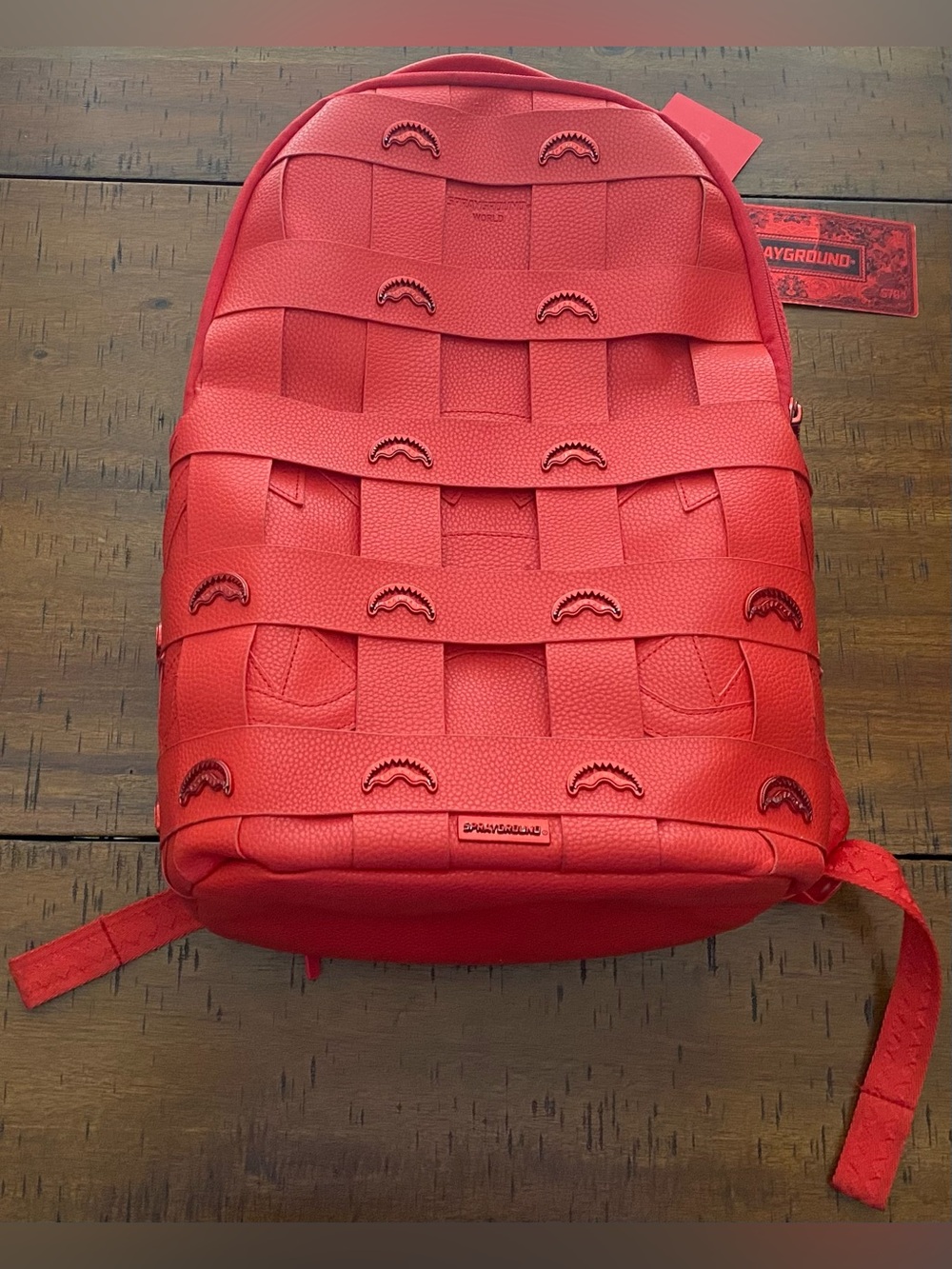 •GUC•Sprayground Super Hot Fire DLX Woven Faux Leather Backpack